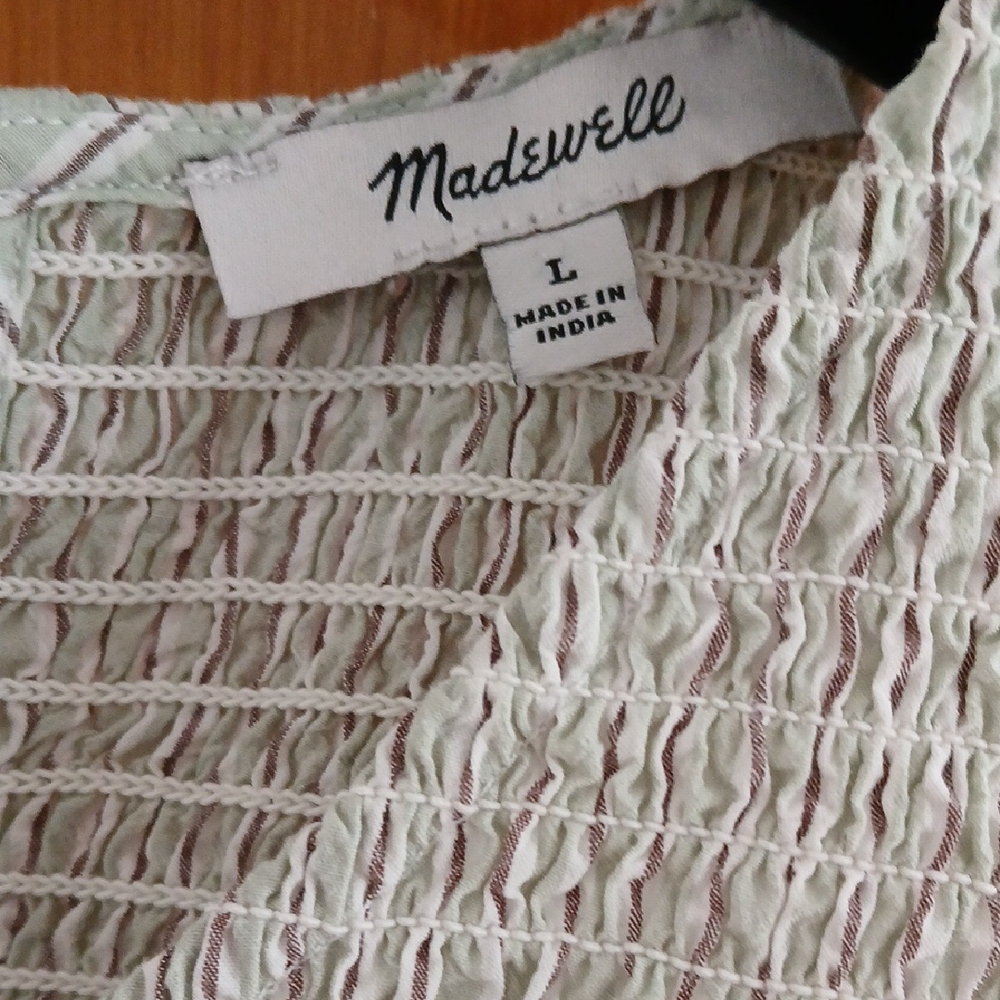 Madewell Cream and Brown Textured Blouse - Picture 2 of 7